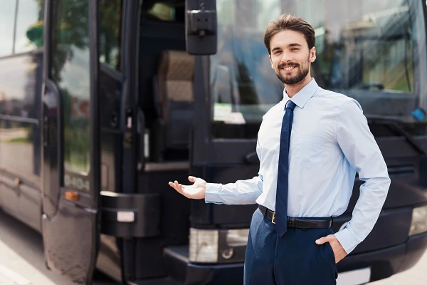 man near with bus charter